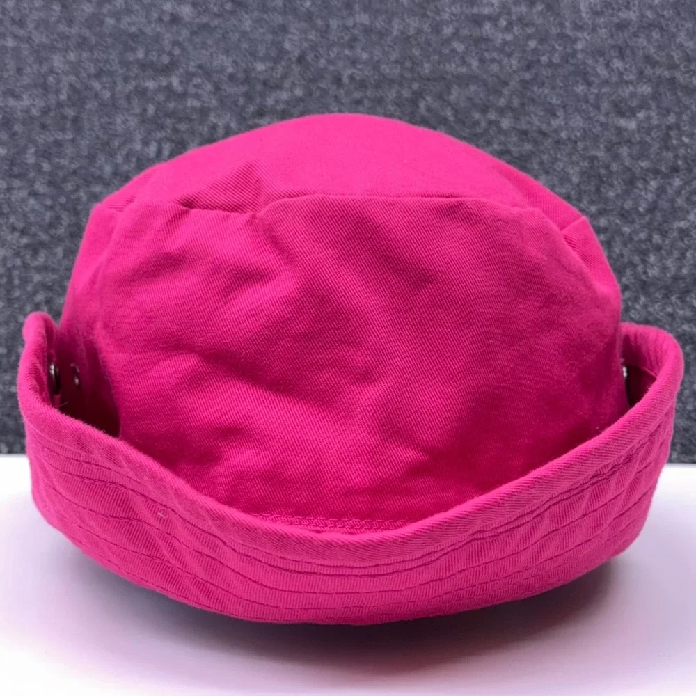 Vintage J Crew Hot Pink Cotton Bucket Hat Made in USA Safari Snap Brim Medium‎